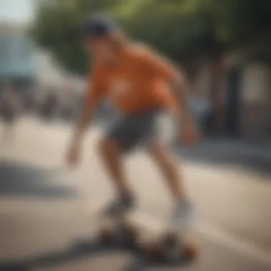 Skateboarder Style: The Perfect Blend of Comfort and Performance A skateboarder performing tricks in loose fitting cut off shorts