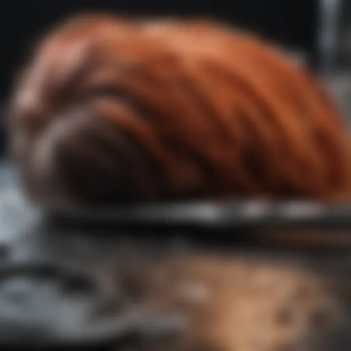 Close-up view of hair dye materials and tools for split dyeing