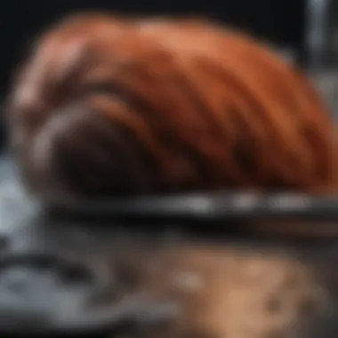 Materials for Achieving the Split Dye Effect Close-up view of hair dye materials and tools for split dyeing
