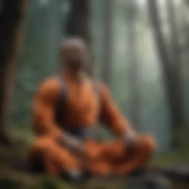 Meditation in Nature: Cultivating Inner Strength A serene athlete meditating in nature, emphasizing mental resilience.