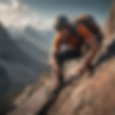 Climber's Triumph: The Essence of Mental Toughness A climber conquering a challenging peak, showcasing determination and focus.