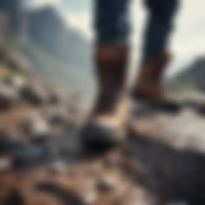 MTE boots in action on a rocky trail during an extreme sports event