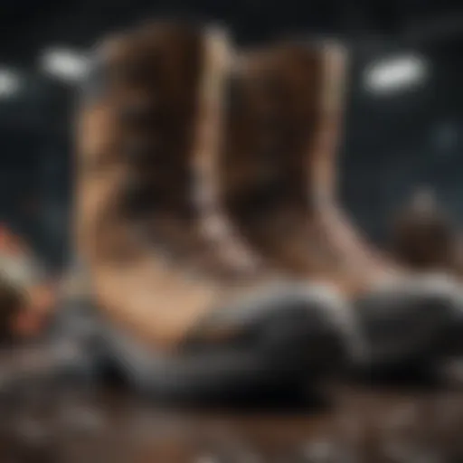 Close-up of MTE boots showcasing their rugged design and materials