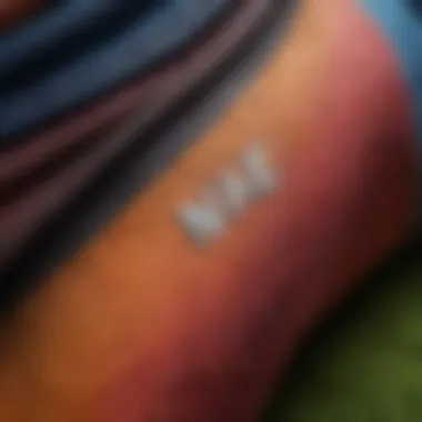Close-up of fabric textures of multi-colored Nike shorts
