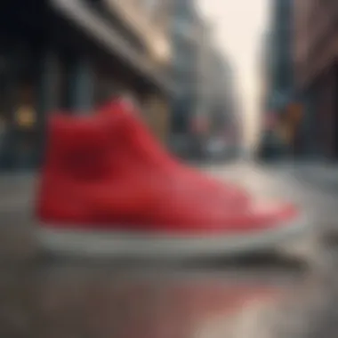 Nike Blazer in Urban Style Dynamic shot of Nike Blazer showcasing the red swoosh in an urban setting