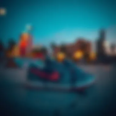 Cultural Impact of Nike SB Zoom in Skateboarding Artistic representation of Nike SB Zoom shoes against a vibrant skate park backdrop.