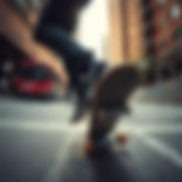 Skateboarding with Nike SB Zoom: Performance in Action Skateboarder performing a trick while wearing Nike SB Zoom shoes in an urban setting.