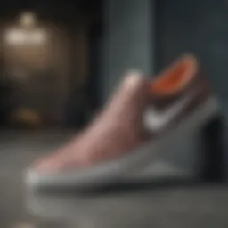Close-up of Nike skate slip-on design showcasing intricate detailing