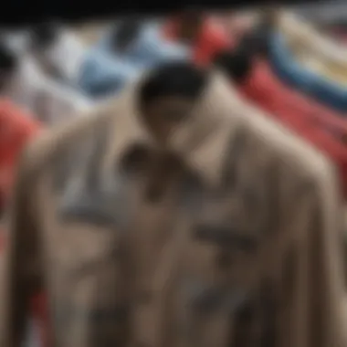 A display of various novelty button down shirts highlighting cultural influences