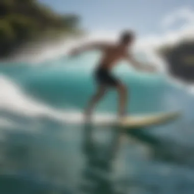 Riding the Giants: Waimea Bay Surfing A surfer catching a wave at Waimea Bay