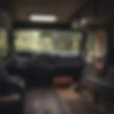 Equipped for Adventure: Inside the Perfect Van A close-up of van interior showcasing adventure gear