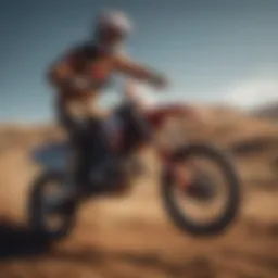 Dynamic motocross rider in action amidst a thrilling landscape.