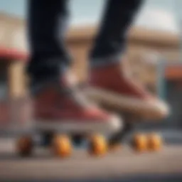 Osiris skate shoes on a skateboard