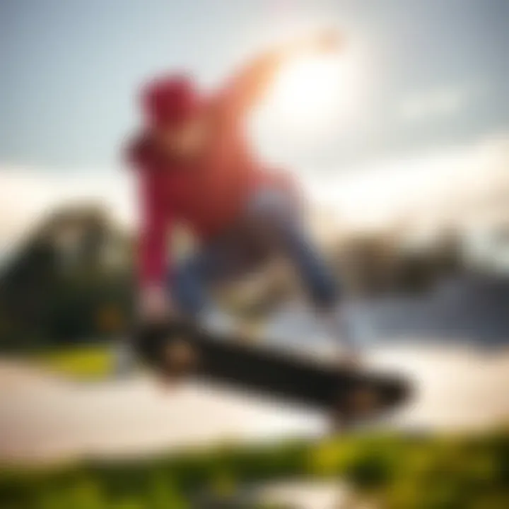 Dynamic demonstration of the pad roll technique on a skateboard