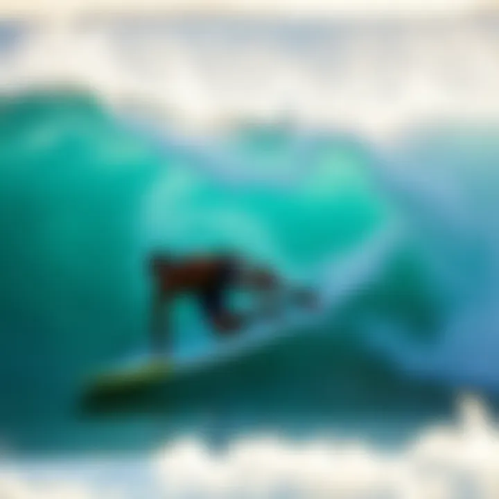 Surfer executing a perfect pad roll after a wipeout