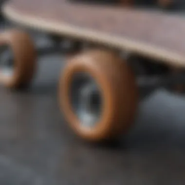 A close-up view of a penny skateboard's unique texture and design