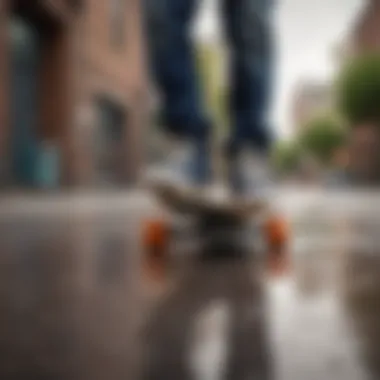 Skateboarder enjoying a ride on a penny skateboard