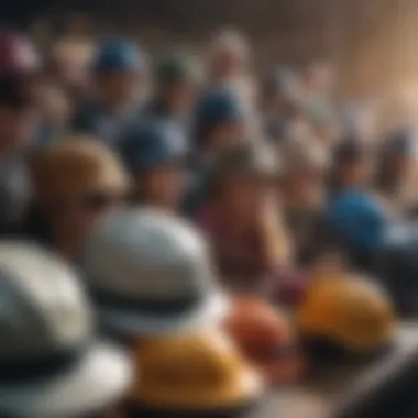 Adventurers wearing printed bucket hats during an extreme sports event
