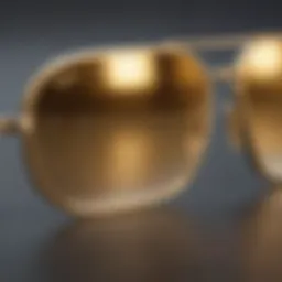 Close-up view of Ray-Ban Gold Hexagon Glasses showcasing intricate design details.