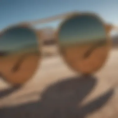 Detailed View of Ray-Ban Oval Metal Sunglasses Close-up of Ray-Ban oval metal sunglasses highlighting the intricate design and lens technology.
