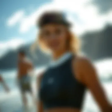 Fashion Meets Performance with Roxy Stylish athlete wearing the Roxy cropped rash guard