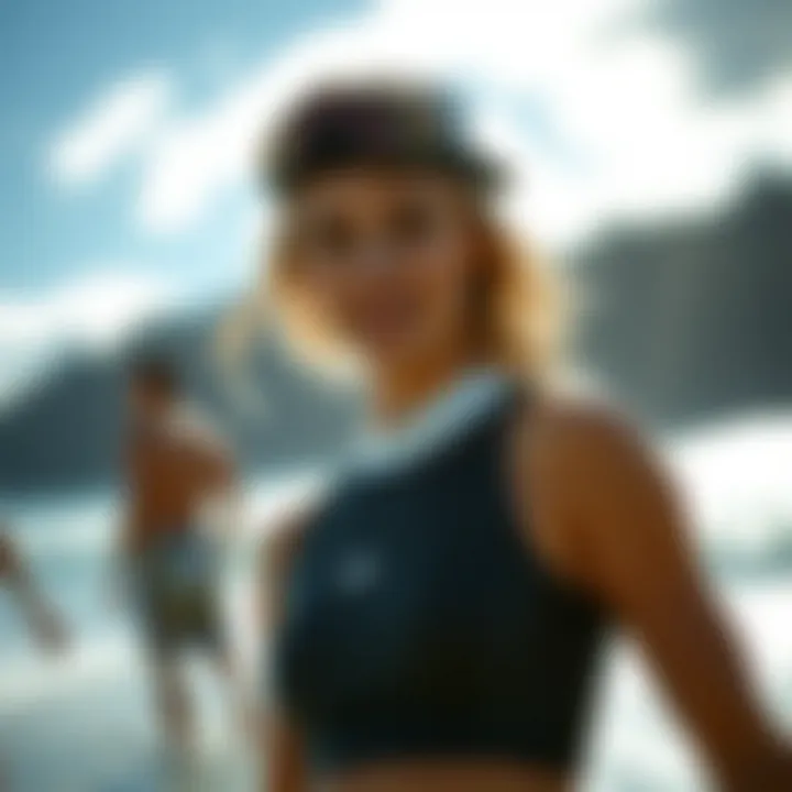 Fashion Meets Performance with Roxy Stylish athlete wearing the Roxy cropped rash guard