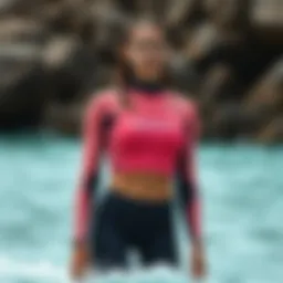 Roxy cropped rash guard showcasing sleek design