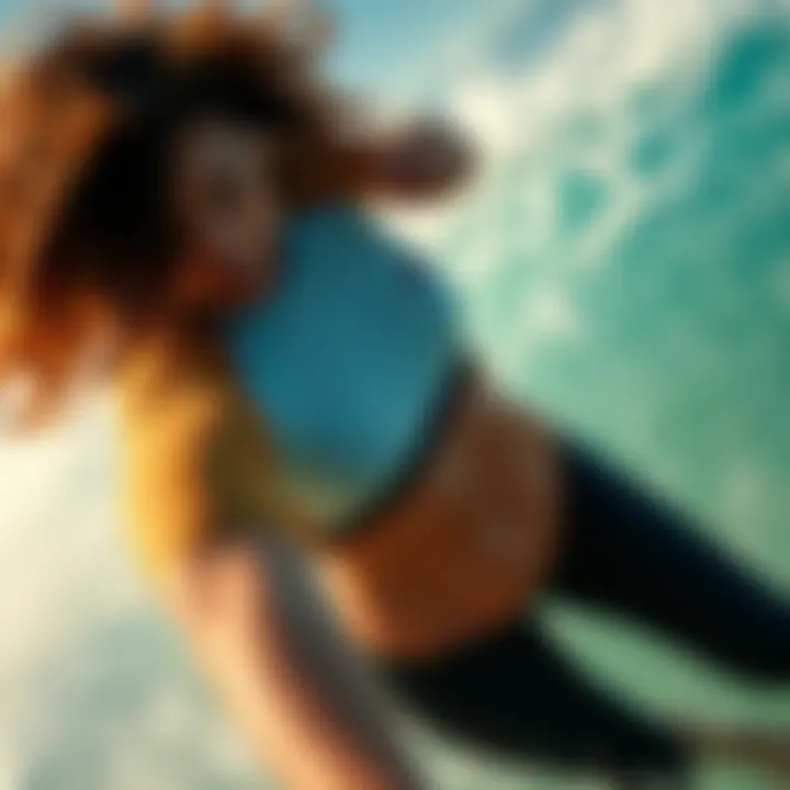 Roxy Cropped Rash Guard in Action Roxy cropped rash guard in action during water sports