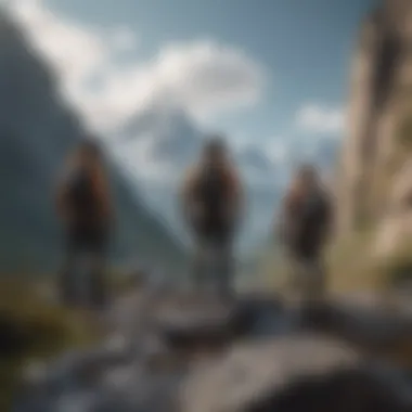 Empowered in Nature's Playground Group of adventurers enjoying a scenic mountain backdrop
