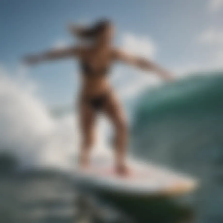 Dynamic athlete performing a thrilling maneuver on a surfboard