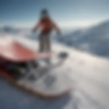 Roxy Snowboard in Snowy Landscape Roxy snowboard on a picturesque snowy landscape