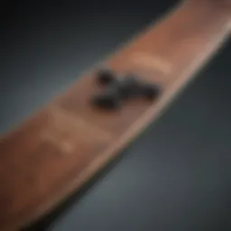 Detailed close-up of the Santa Cruz 7.5 skateboard deck showcasing graphics and design elements