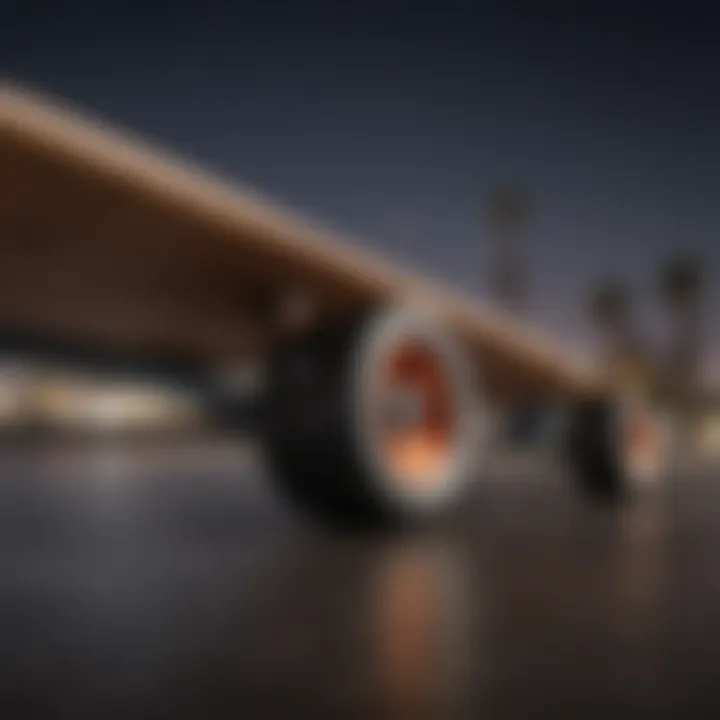 Side view of the Santa Cruz 7.5 skateboard emphasizing its width and construction
