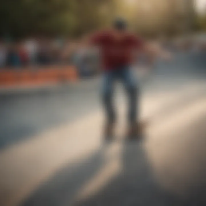 Skater performing tricks on the Santa Cruz 7.5 skateboard at a skate park