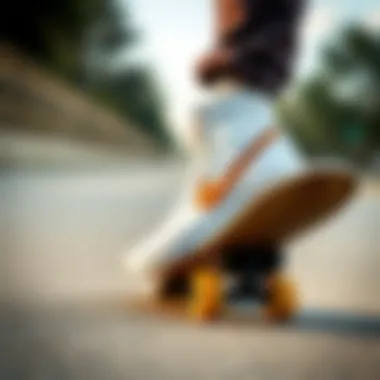 Sk8 Hi Bolt White in action on a skateboard
