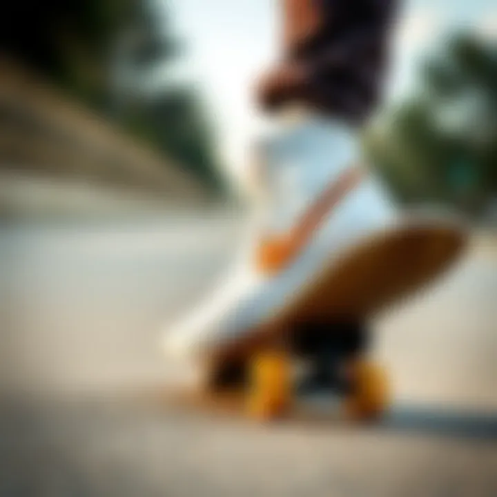 Sk8 Hi Bolt White in action on a skateboard