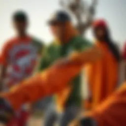 A collection of vibrant skate apparel showcasing unique designs.