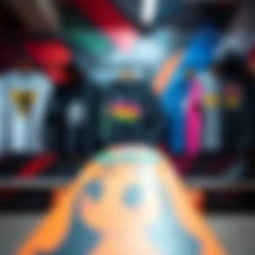 Trendy skate apparel displayed on a vibrant backdrop