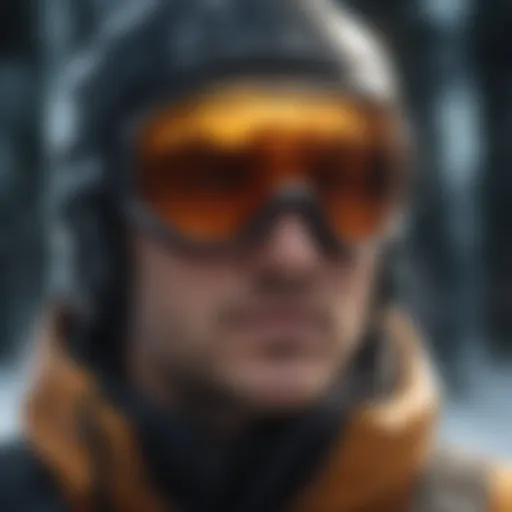 Close-up view of advanced snow goggles with enhanced visibility features