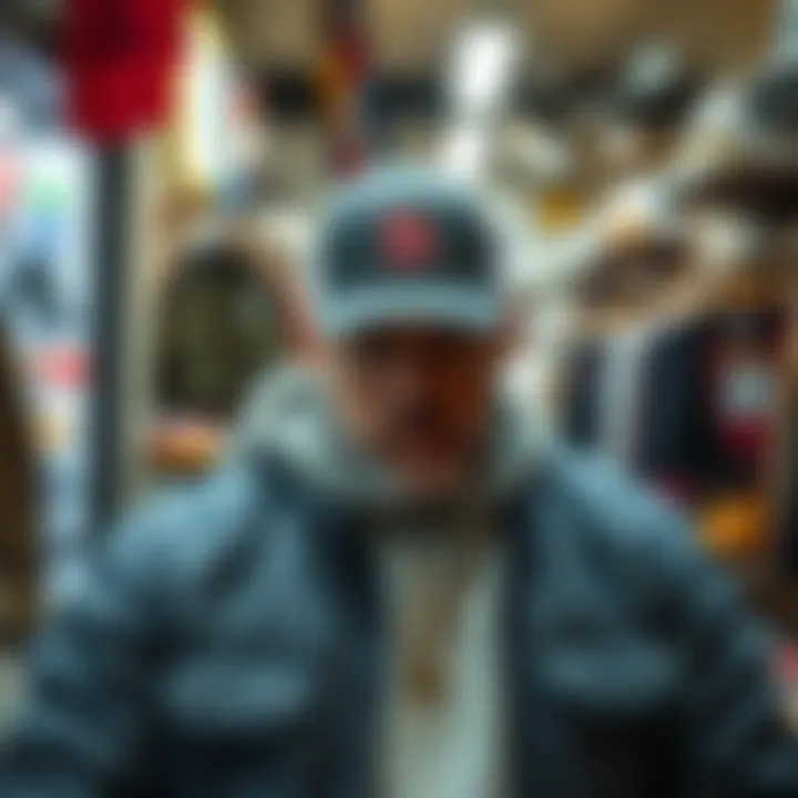 Unique streetwear accessories in an urban boutique