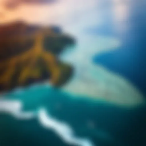 Aerial view of Tavarua Island showcasing its stunning surf breaks.