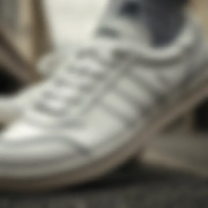 Detailing of Adidas Samba ADV White Close-up of Adidas Samba ADV White detailing