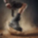 Dynamic action shot of an extreme sports athlete showcasing Adio shoes