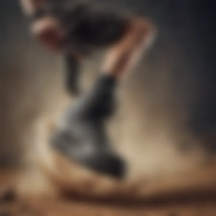 Dynamic action shot of an extreme sports athlete showcasing Adio shoes