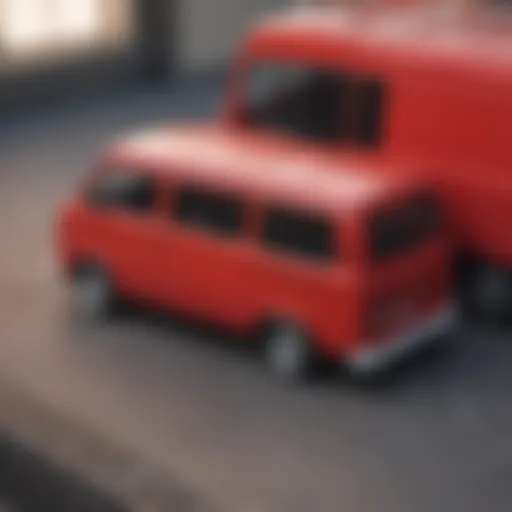 Vibrant red stacked vans on a skateboard ramp
