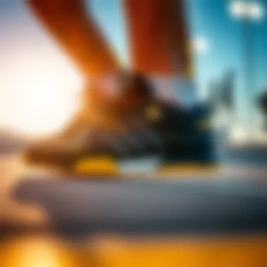 Innovative Design Elements Sleek design of Adidas black and gold shoes showcasing innovative materials