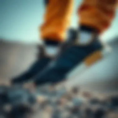 Fashion Meets Functionality Stylish Adidas black and gold shoes paired with extreme sports gear