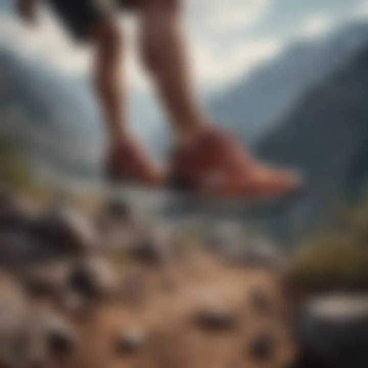 Action shot of a runner in the Air Zoom Fire shoes on a challenging terrain.