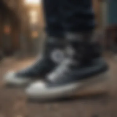In an Extreme Sports Setting Converse All Star Black shoes in an extreme sports setting