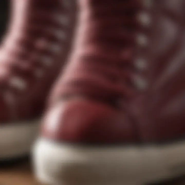 Close-up of Converse All Star Maroon craftsmanship